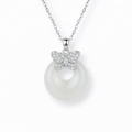wholesale 925 Sterling Silver Butterfly Cubic Zirconia White Donut Pendant Necklace For Women-0-8
