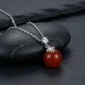 wholesale 925 Sterling Silver Elegant Sterling Silver Pendant Necklace Featuring A Vibrant Red Agate And Sparkling Cz Accent - Jewelryodm-0-2