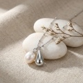 wholesale 925 Sterling Silver White Pearl Teardrop Charm Pendant Necklace Beaded Chain For Women-0-2