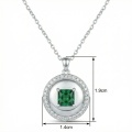 wholesale 925 Sterling Silver Elegant Sterling Silver Emerald Square Halo Pendant Necklace Wholesale - JewelryODM-0-3