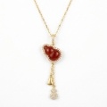 wholesale 925 Sterling Silver Elegant Red Gemstone Gourd Necklace with Sparkling Accents and Dainty Charms - JewelryODM-0-0