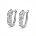 wholesale 925 Sterling Silver Elegant Sparkling Silver Segmented Huggie Hoop Earrings Wholesale with Pave Accents - JewelryODM-0-0