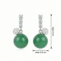 wholesale 925 Sterling Silver Elegant Green Jade Sphere Drop Earrings with Brilliant Accents and Fortune Charms - JewelryODM-0-3
