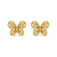 wholesale 925 Sterling Silver Gold Plated Butterfly Filigree Stud Earrings For Women-undefined