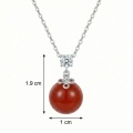 wholesale 925 Sterling Silver Elegant Sterling Silver Pendant Necklace Featuring A Vibrant Red Agate And Sparkling Cz Accent - Jewelryodm-0-3