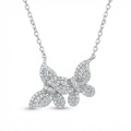 wholesale 925 Sterling Silver Cubic Zirconia Butterfly Pendant Necklace For Women-0-0