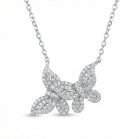 wholesale 925 Sterling Silver Cubic Zirconia Butterfly Pendant Necklace For Women-undefined