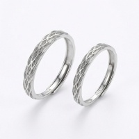 wholesale 925 Sterling Silver Braided Couple Rings Adjustable Wedding Band Ring Set For Women Men-undefined