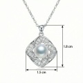 wholesale 925 Sterling Silver Elegant Sterling Silver Geometric Pendant Necklace Featuring a Lustrous Pearl and Sparkling Accents - JewelryODM-0-2