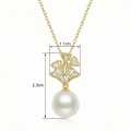 wholesale 925 Sterling Silver Elegant Fan-Design Silver Pendant Necklace with Lustrous White Pearl and Sparkling Accents - JewelryODM-0-8