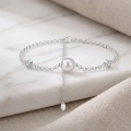 wholesale 925 Sterling Silver Elegant Pearl & CZ Adjustable Chain Bracelet-0-1