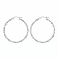 wholesale 925 Sterling Silver Twisted Hoop Earrings For Women Sparkling Circle Hoops-0-0