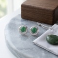 wholesale 925 Sterling Silver Elegant Green Gemstone Ring With Cz Accents In  Setting-0-2