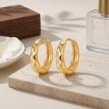 wholesale 925 Sterling Silver Elegant Geometric Faceted Textured Hoop Earring with High-Shine Metallic Finish-0-1