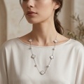 wholesale 925 Sterling Silver Mother Of Pearl Shell Pearl Station Necklace For Women-0-3
