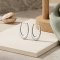 wholesale 925 Sterling Silver Oval Hoop Earrings Polished Hinged Huggie Earrings For Women-0-2