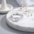 wholesale 925 Sterling Silver Round Cubic Zirconia Halo Adjustable Twist Band Ring For Women-0-1