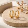 wholesale 925 Sterling Silver Elegant Geometric Faceted Textured Hoop Earring with High-Shine Metallic Finish-0-2