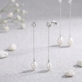 wholesale 925 Sterling Silver Elegant  Cz & Pearl Drop Earrings With Chain Design-0-2