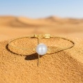 wholesale 925 Sterling Silver Elegant White Pearl Minimalist Sterling Silver Bracelet with Italian Hallmark and Adjustable Chain-0-3