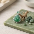 wholesale 925 Sterling Silver Elegant Green Jade Buddha Pendant With Cz Accents-0-2