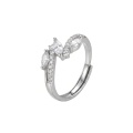 wholesale 925 Sterling Silver Marquise Cut Cubic Zirconia Adjustable Open Ring For Women-0-0