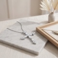 wholesale 925 Sterling Silver Moissanite Cross Pendant Necklace With Chain For Women-0-5