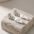 wholesale 925 Sterling Silver Elegant Pearl Drop Earrings With Chunky Chain Links In Sterling -0-2