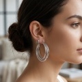 wholesale 925 Sterling Silver Triple Layer Hoop Earrings For Women Polished Finish-0-4