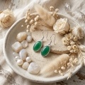 wholesale 925 Sterling Silver Oval Green Onyx Cabochon Drop Earrings For Women-0-1