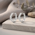 wholesale 925 Sterling Silver  Textured Hoop Earring with Turquoise Accent-0-1
