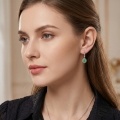wholesale 925 Sterling Silver Elegant  Jade Oval Earring with Greek Key Border-0-4