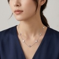 wholesale 925 Sterling Silver Elegant  Clover Charm Necklace With Cz Accents On Delicate Chain-0-3
