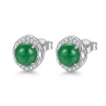 wholesale 925 Sterling Silver Elegant Green Gemstone Ring with CZ Accents in  Band-0-0