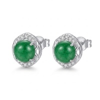 wholesale 925 Sterling Silver Elegant Green Gemstone Ring with CZ Accents in  Band-undefined