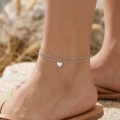 wholesale 925 Sterling Silver Elegant  Sterling  Double Chain Heart Charm Bracelet-0-1