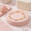 wholesale 925 Sterling Silver Elegant S925 Double-Layered Bracelet with Pink Clover Charms and Polished Beads-0-2