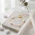 wholesale 925 Sterling Silver Elegant S925 Sterling Silver Freshwater Pearl Station Link Bracelet For Women-0-2