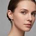 wholesale 925 Sterling Silver Elegant  Hoop Earrings with Dangling Round Crystal Charm-0-3