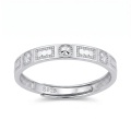 wholesale 925 Sterling Silver Elegant  Ring With Cz-accented Square Patterns-0-0