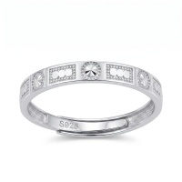 wholesale 925 Sterling Silver Elegant  Ring with CZ-Accented Square Patterns-undefined