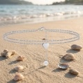 wholesale 925 Sterling Silver Elegant  Sterling  Double Chain Heart Charm Bracelet-0-2