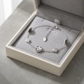 wholesale 925 Sterling Silver Sterling  Adjustable Chain Bracelet with Floral Crystal Accents-0-2
