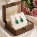 wholesale 925 Sterling Silver Oval Green Onyx Cabochon Drop Earrings For Women-0-3