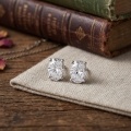 wholesale 925 Sterling Silver Elegant Oval CZ Stud Earrings in Four-Prong White Gold Setting-0-1