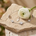 wholesale 925 Sterling Silver Sterling  Adjustable Chain Bracelet with Floral Crystal Accents-0-1