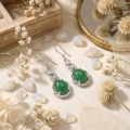wholesale 925 Sterling Silver Elegant Vintage Green Chalcedony Drop Earrings in Sterling Silver with Sparkling Accents-0-2