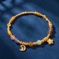 wholesale 24K Whimsical Celestial Bracelet with Vibrant Ribbed Beads and Enchanting Moon and Star Charms-0-1