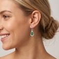 wholesale 925 Sterling Silver Butterfly Green Jade Teardrop Cubic Zirconia Drop Earrings For Women-0-4