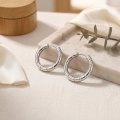 wholesale 925 Sterling Silver Bamboo Segment Hoop Earrings For Women Men-0-2